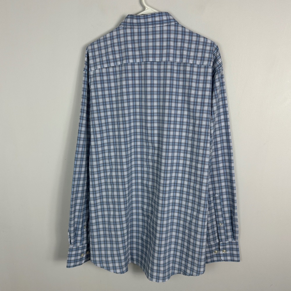 Peter Millar Summer Comfort Crown Long Sleeve Collared Shirt Blue Plaid Size XL - Picture 14 of 14